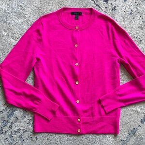 J. Crew Fuchsia Cardigan with Gold Accents